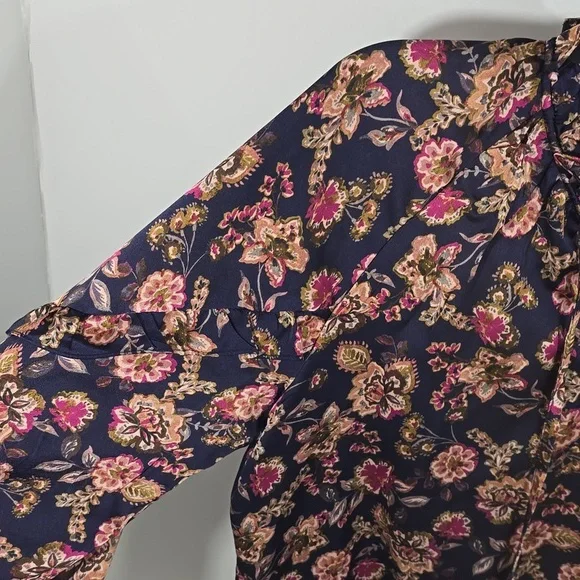 {1.STATE} Women's Floral Ruffle Split Neck Long-Sleeve Blouse - Size Small - Picture 5 of 13
